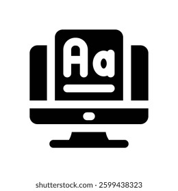 vocabulary glyph icon. Strong and solid vector icon for websites, mobile interfaces, presentations, and visual branding. High quality and easy to edit.