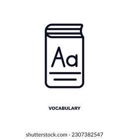 vocabulary icon. Thin line vocabulary icon from distance learning collection. Outline vector isolated on white background. Editable vocabulary symbol can be used web and mobile