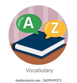 Vocabulary and learning icon concept