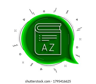 Wortschatz-Zeilensymbol. Chatblase mit Schatten. Glossarzeichen buchen. Thin-line-Wortschatzsymbol. Vektorgrafik