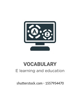 Vocabulary vector icon on white background. Flat vector vocabulary icon symbol sign from modern e learning and education collection for mobile concept and web apps design.
