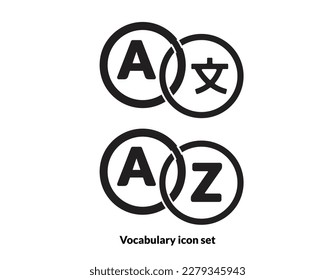 vocabulary vector icon set. Light, Regular And Bold style design isolated on white background