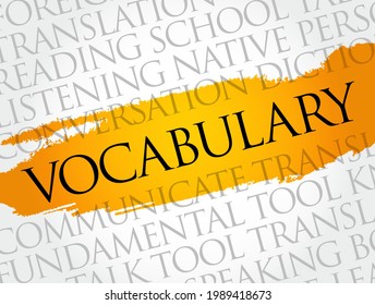 Vocabulary word cloud collage, education concept background