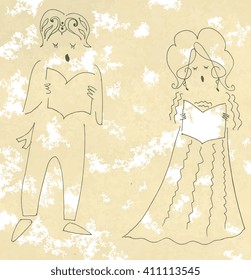 Vocal duet. Cute cartoon vector illustration.