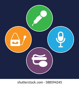 vocal icons set. Set of 4 vocal filled icons such as microphone
