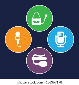Vocal icons set. set of 4 vocal filled icons such as microphone