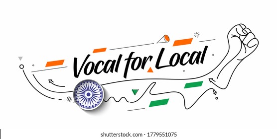 VOCAL FOR LOCAL" campaign of India - Independence Day Poster. Vector Modern Banner Illustration.