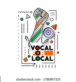 VOCAL FOR LOCAL" campaign of India - Independence Day Poster. Vector Modern Banner Illustration.