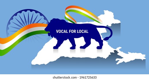 Gesang für lokale Slogan vom indischen Premierminister gegeben, um die indische Wirtschaft zu stärken. Hergestellt in Indien Konzept Vektorgrafik.
