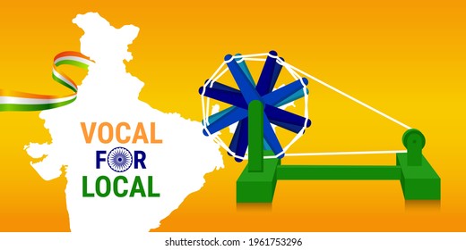 Vocal For Local slogan given by Indian Prime Minister to empowering indian economy. Made in India concept vector illustration.