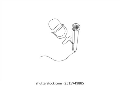 Ilustración vectorial de línea continua de micrófono vocal