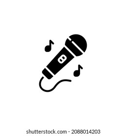 vocal mic icon designed in solid black style and glyph style in musical instrument icon category