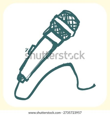 Vocal Microphone Graffiti Tag. Bold Hand-Drawn Street Art Music Symbol with Rough Urban Marker Style and Wire.