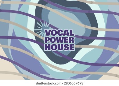 VOCAL POWER HOUSE decorative type artwork with neon sign typography over island contour map like island rings