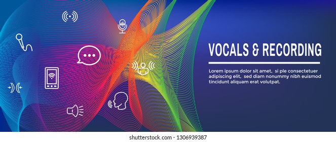 Vocal / Recording Command Icon with Sound Wave Images Web header banner