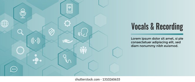 Vocal / Recording Command Icon with Sound Wave Images Web header banner
