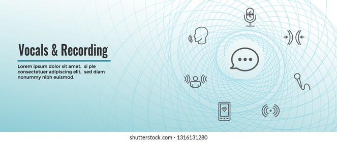 Vocal / Recording Command Icon with Sound Wave Images Web header banner