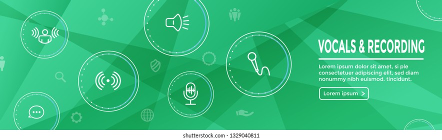 Vocal / Recording Command Icon with Sound Wave Images Web header banner