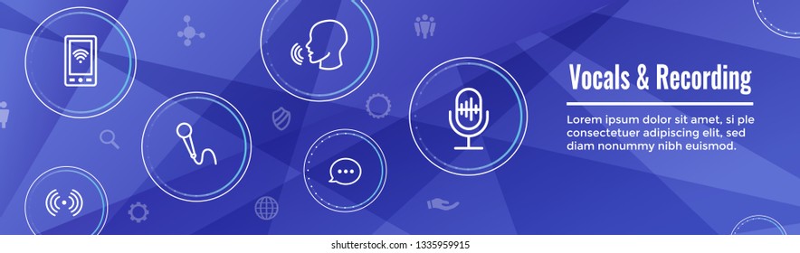 Vocal / Recording Command Icon with Sound Wave Images Web header banner