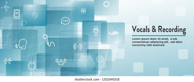 Vocal / Recording Command Icon with Sound Wave Images Web header banner