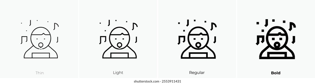 vocalist icon. Thin, Light Regular And Bold style design isolated on white background