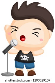 a vocalist singing with his mic