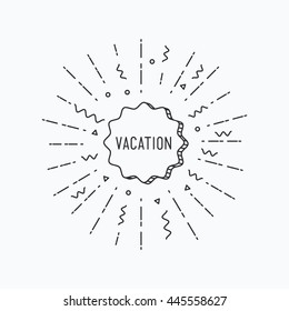 Vocation. Summer inspirational vector illustration, motivational quotes typographic poster design in flat style, thin line icons for frame, e-mail newsletters, web banners