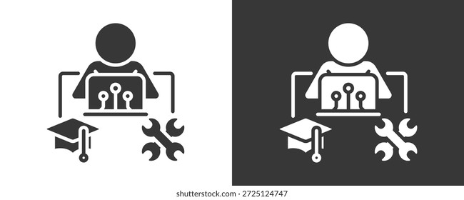 Vocational Icon Set Vector Collection Isolated In Black And White
