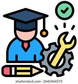 Vocational Training Icon Lineal Color Vector Illustration