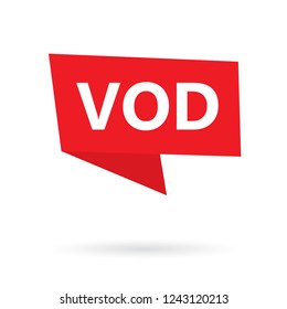 VOD (Video On Demand) acronym on a sticker- vector illustration