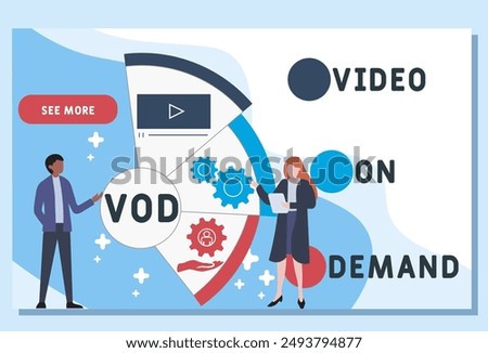 VOD - video on demand acronym. business concept background. vector illustration concept with keywords and icons. lettering illustration with icons for web banner, flyer, landing