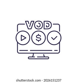 VOD, video on demand line icon