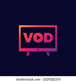 VOD, Video On Demand Vector Icon