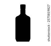 Vodka bottle black and white flat vector icon and symbol design