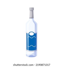 vodka bottle cartoon. glass alcohol, drink bar shot vodka bottle vector illustration