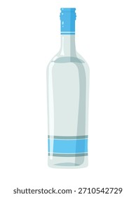 Wodka in einer Flasche. Flache Vektorgrafik mit isoliertem Hintergrund.