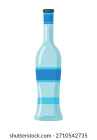 Vodka en botella. Ilustración de Clipart de Vector plano con fondo aislado.