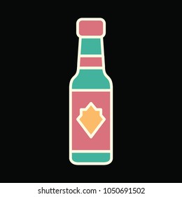 Vodka bottle icon. Cartoon Vodka bottle vector icon for web design isolated on black background