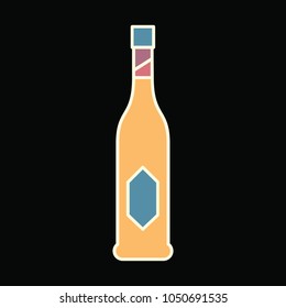 Vodka bottle icon. Cartoon Vodka bottle vector icon for web design isolated on black background
