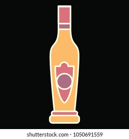 Vodka bottle icon. Cartoon Vodka bottle vector icon for web design isolated on black background