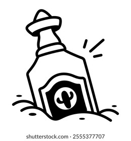 Vodka Bottle icon in hand drawn style 
