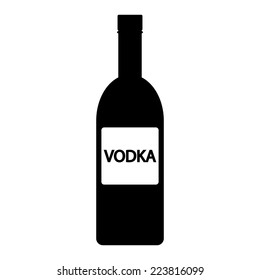 Vodka bottle icon on white background. Vector illustration.