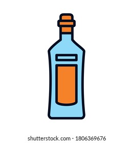 icono del frasco de vodka sobre fondo blanco, estilo de línea y relleno, ilustración del vector