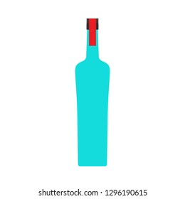Vodka bottle liquid pub alcohol closeup vector symbol icon. Glass product drink shop