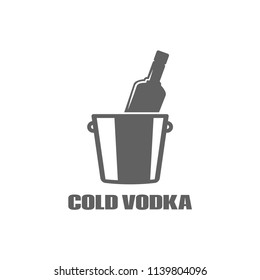 Vodka bottle logo. Cold vodka icon on white background