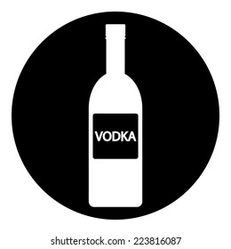 Vodka bottle symbol button on white background. Vector illustration.