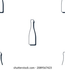 Vodka bottles seamless pattern. Line art style. Outline image. Black and white repeat template. Party drinks concept. Illustration on white background. Flat design style for any purposes. Vector.