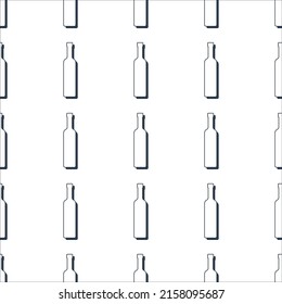 Vodka bottles seamless pattern. Line art style. Outline image. Black and white repeat template. Party drinks concept. Illustration on white background. Flat design style for any purposes. Vector.
