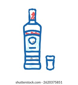 vodka drink bottle doodle icon sketch vector. vodka drink bottle sign. isolated symbol illustration