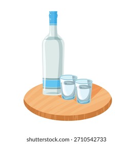 Vodka. Ilustración de Clipart de Vector plano con fondo aislado.
